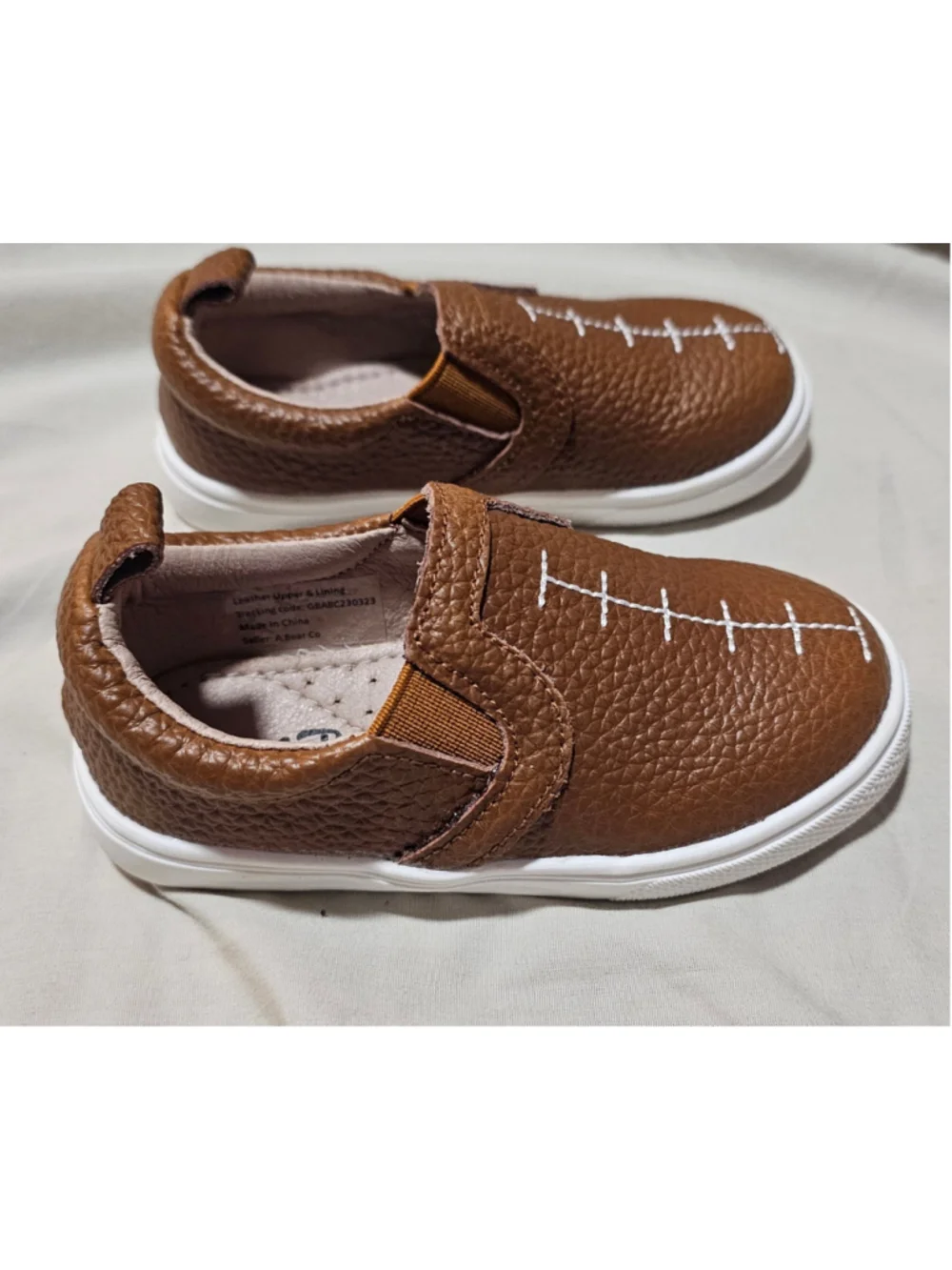 A Bear Co Baby Football Slip-On Shoes Brown White Size Toddler 6